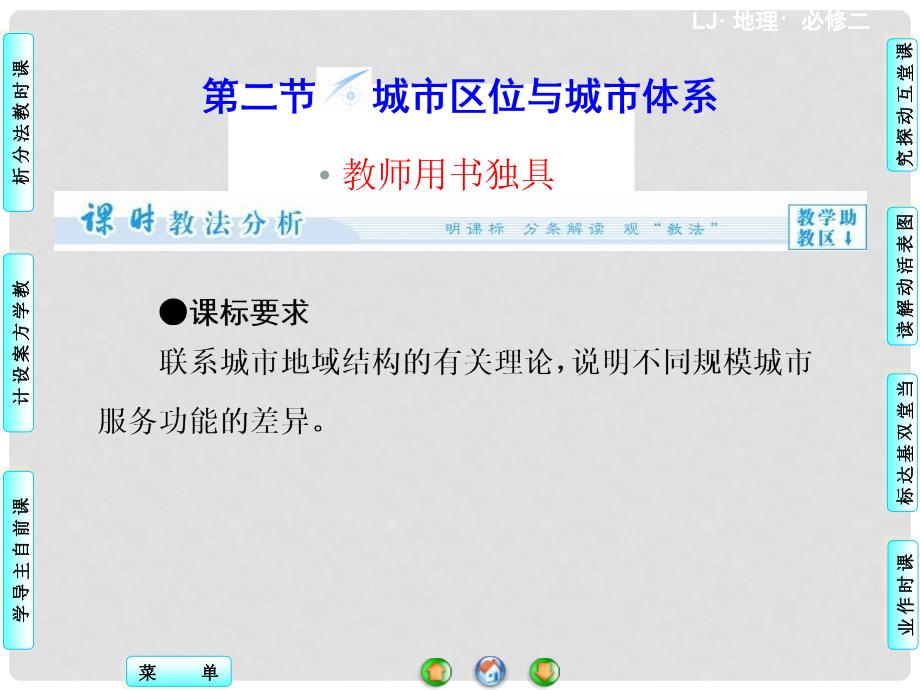 高中地理 第二单元 第二节 城市区位与城市体系同步备课课件 鲁教版必修2_第1页