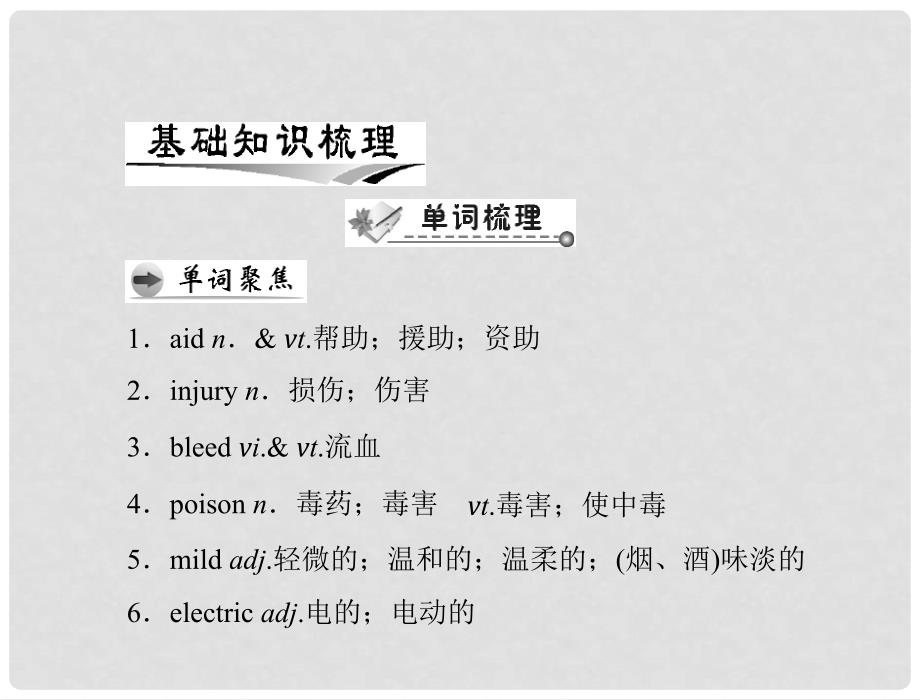 高考英语一轮复习 Unit 5 First aid课件 新人教版必修5_第2页