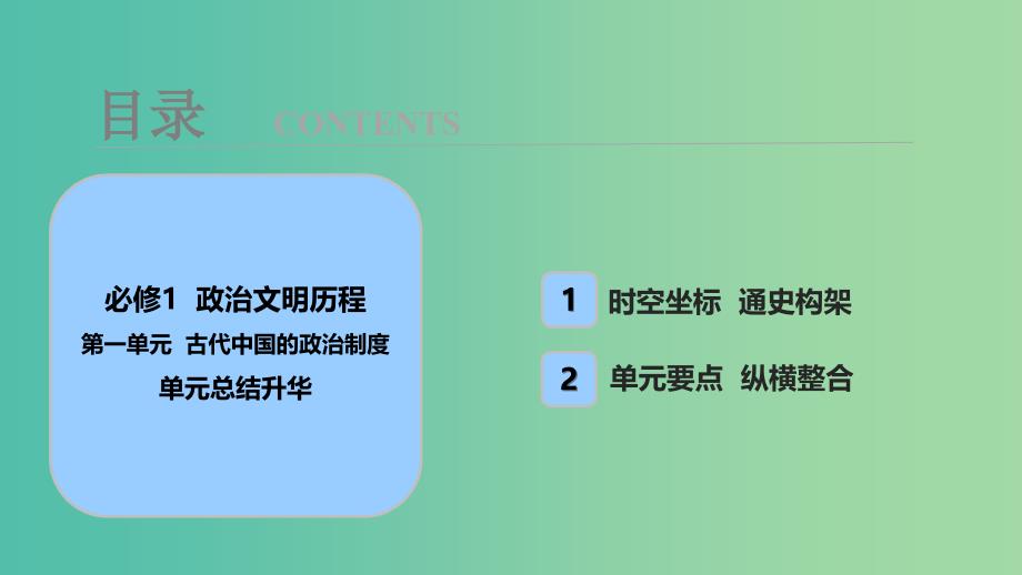 2019届高考历史一轮复习第1单元古代中国的政治制度单元总结升华课件北师大版必修1 .ppt_第1页