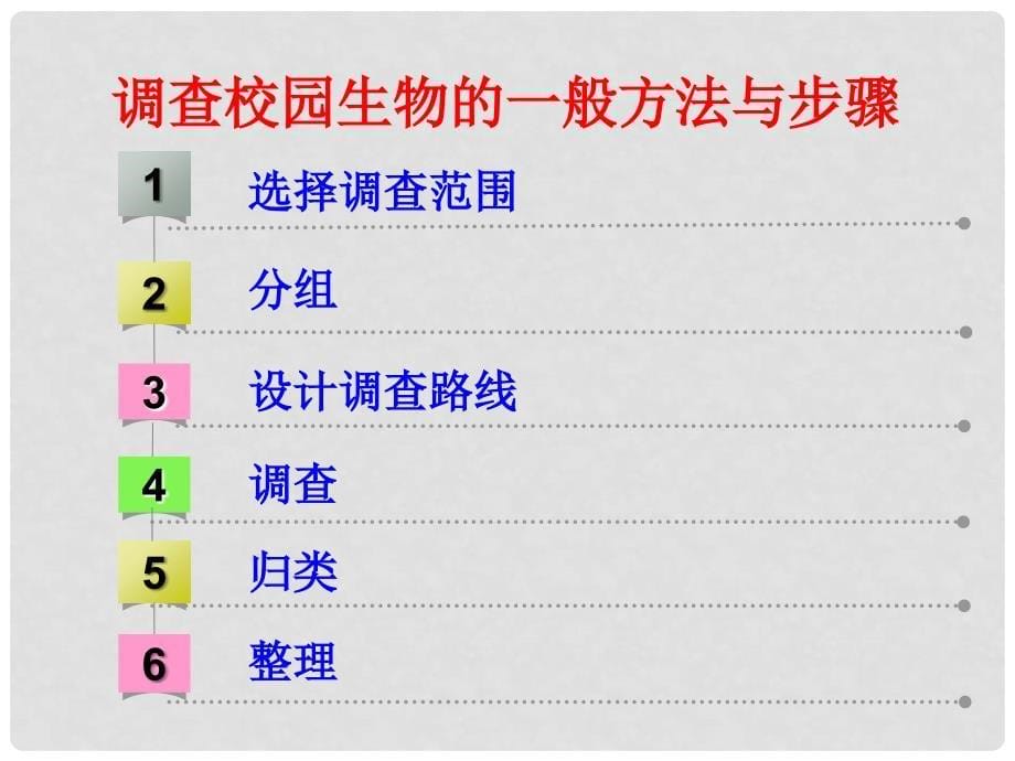 七年级生物上册 1.1.2 调查周边环境中的生物课件 （新版）新人教版_第5页