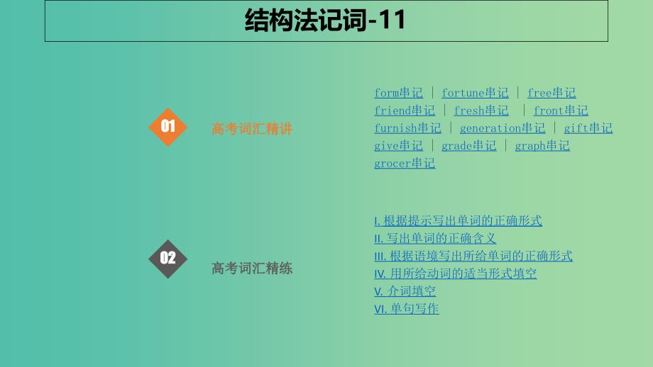 2019版高考英语大一轮复习 结构法记词-11课件.ppt_第1页