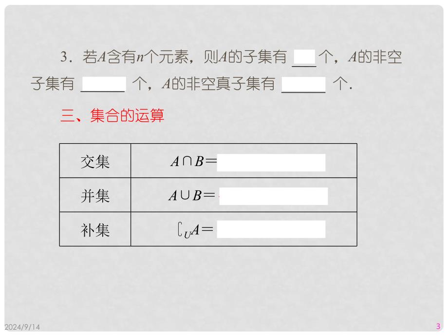 高考数学第一轮总复习 11集合的概念与运算经典实用学案（PPT） 新人教版_第3页