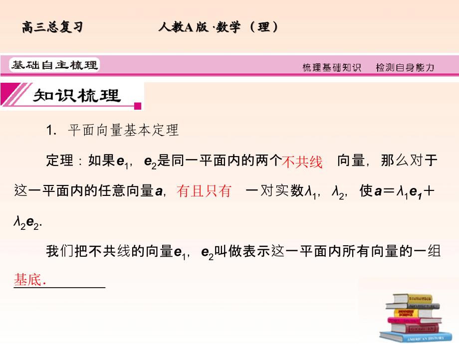 【全套解析】高三数学一轮复习42平面向量的基本定理及坐标表示课件(理)新人教A版_第3页