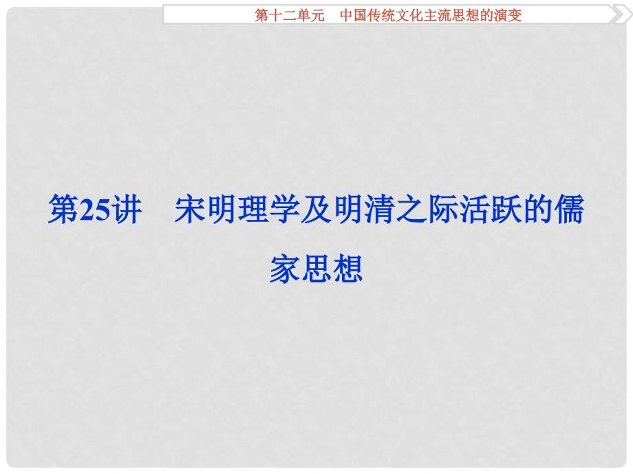 优化方案高考历史一轮复习 第12单元 中国传统文化主流思想的演变 第25讲 宋明理学及明清之际活跃的儒家思想课件 新人教版_第1页