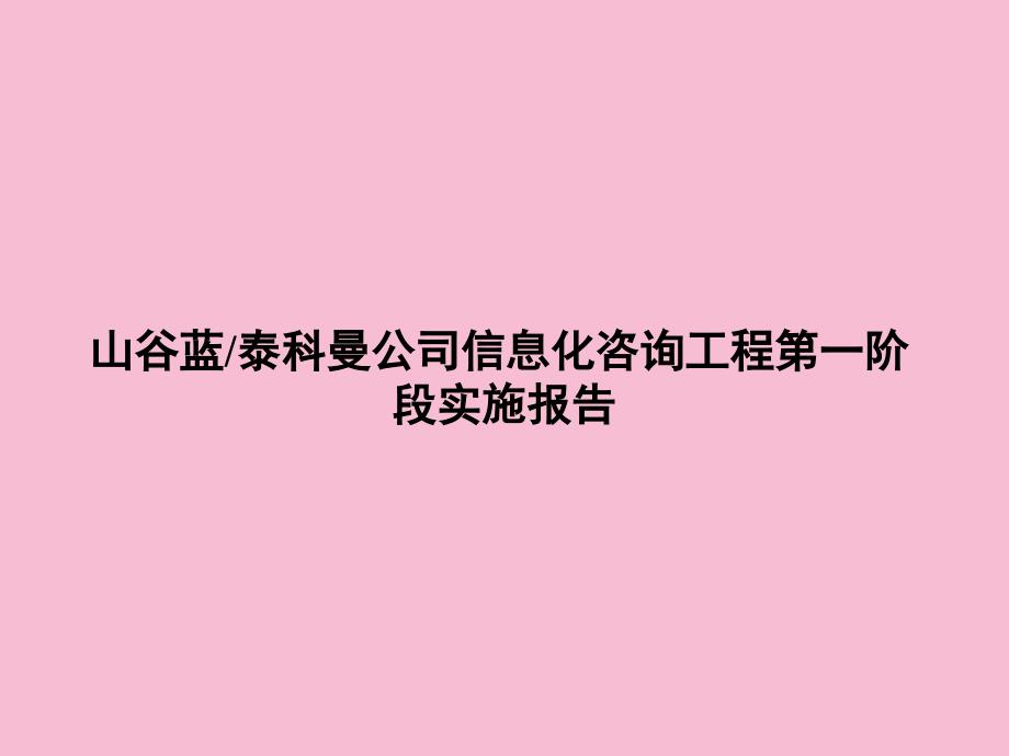 山谷蓝信息化咨询项目第一阶段实施报告ppt课件_第1页