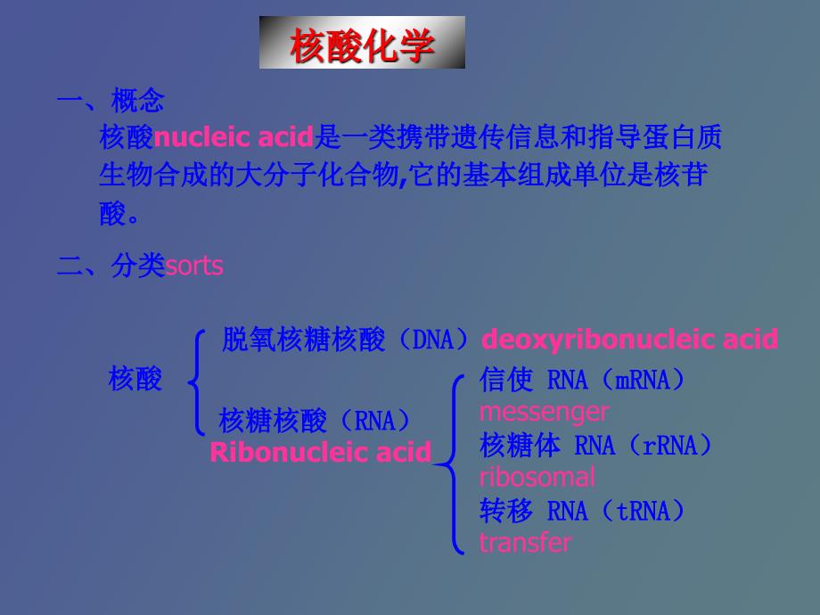 概念核酸nucleicacid是一类携带遗传_第1页