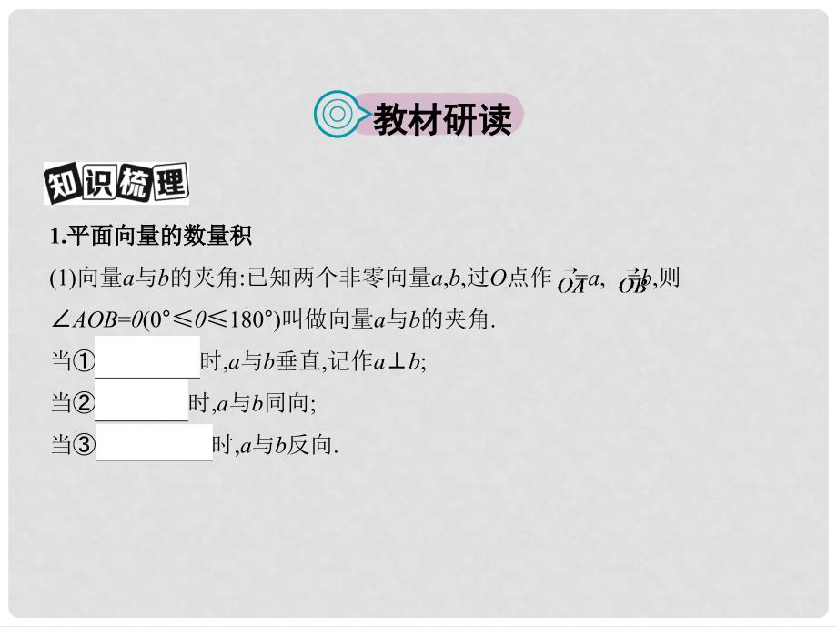 高三数学一轮复习 第五章 平面向量 第三节 平面向量的数量积与平面向量应用举例课件 理_第2页