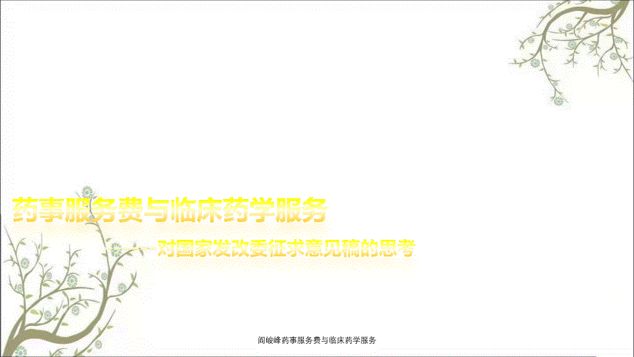 阎峻峰药事服务费与临床药学服务_第1页