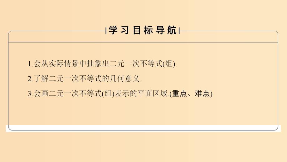 2018版高中数学第3章不等式3.5.1二元一次不等式(组)所表示的平面区域课件新人教B版必修5 .ppt_第2页