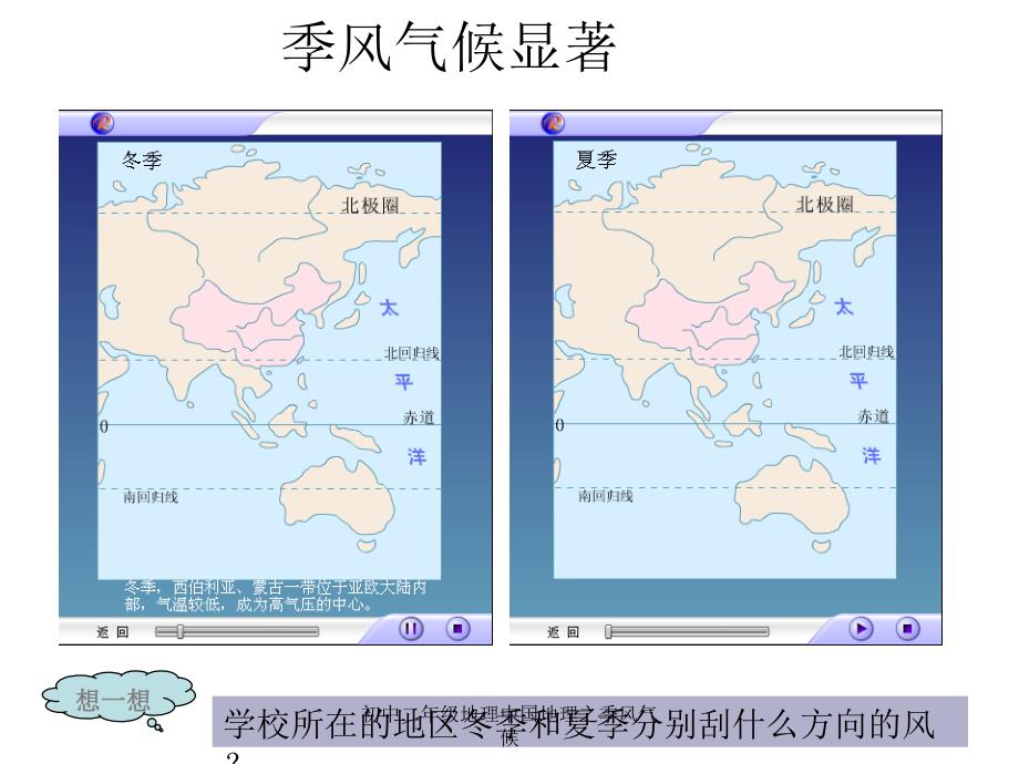 初中二年级地理中国地理之季风气候课件_第3页