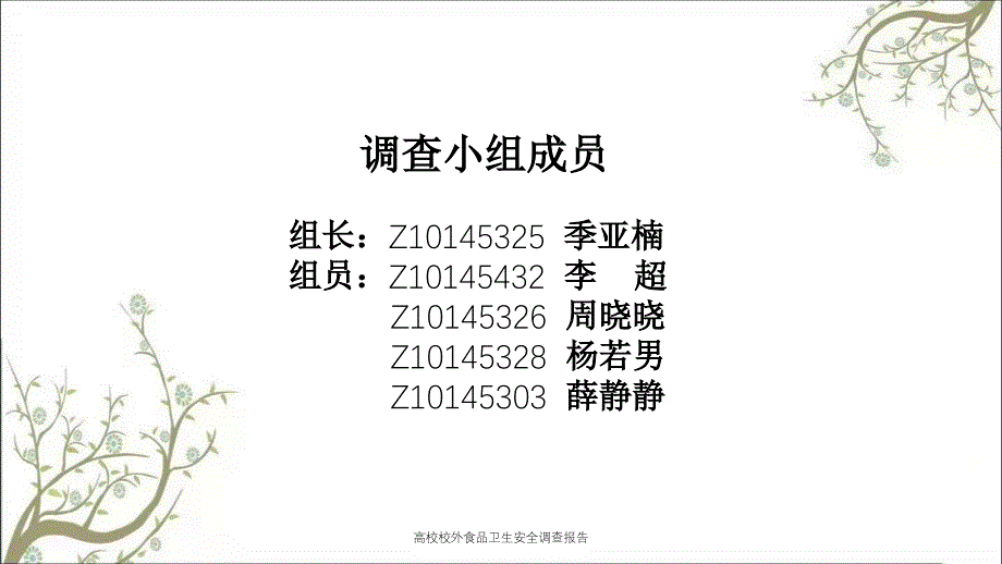 高校校外食品卫生安全调查报告PPT课件_第2页