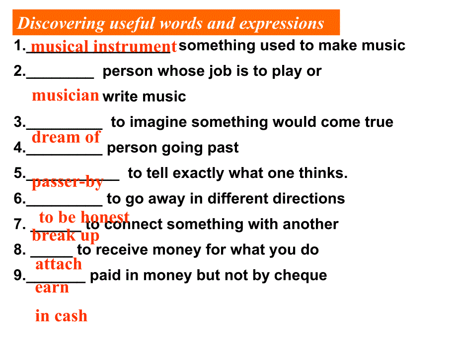 高中英语：Unit 5《Music》课件（2）-Vocabulary and expressions 新人教版必修2_第2页