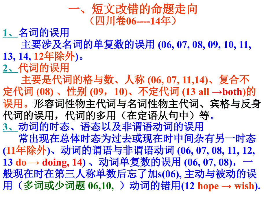 高考短文改错真题分析课件（12张）_第2页