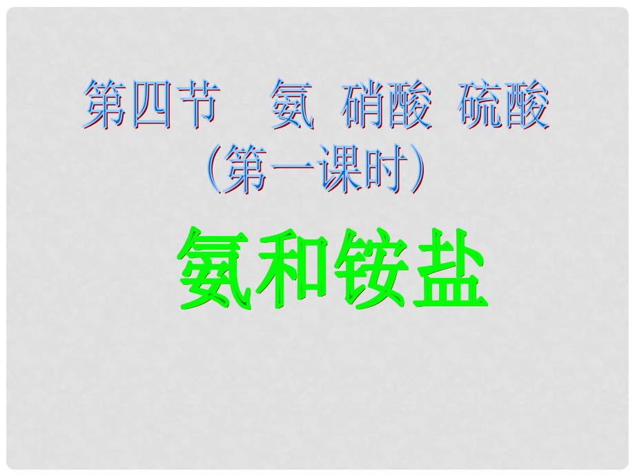 广东省东莞市高中化学 第四章 非金属及其化合物 4.4 氨 硫酸 硝酸（第1课时）备课组课件 新人教版必修1_第1页