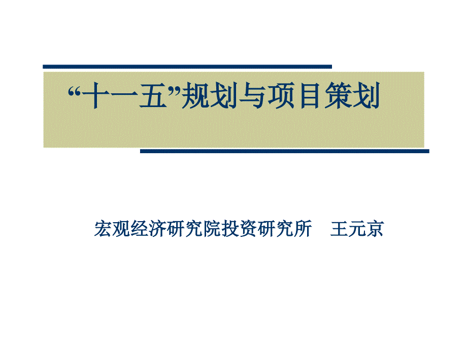 “十一五”规划与项目策划_第1页