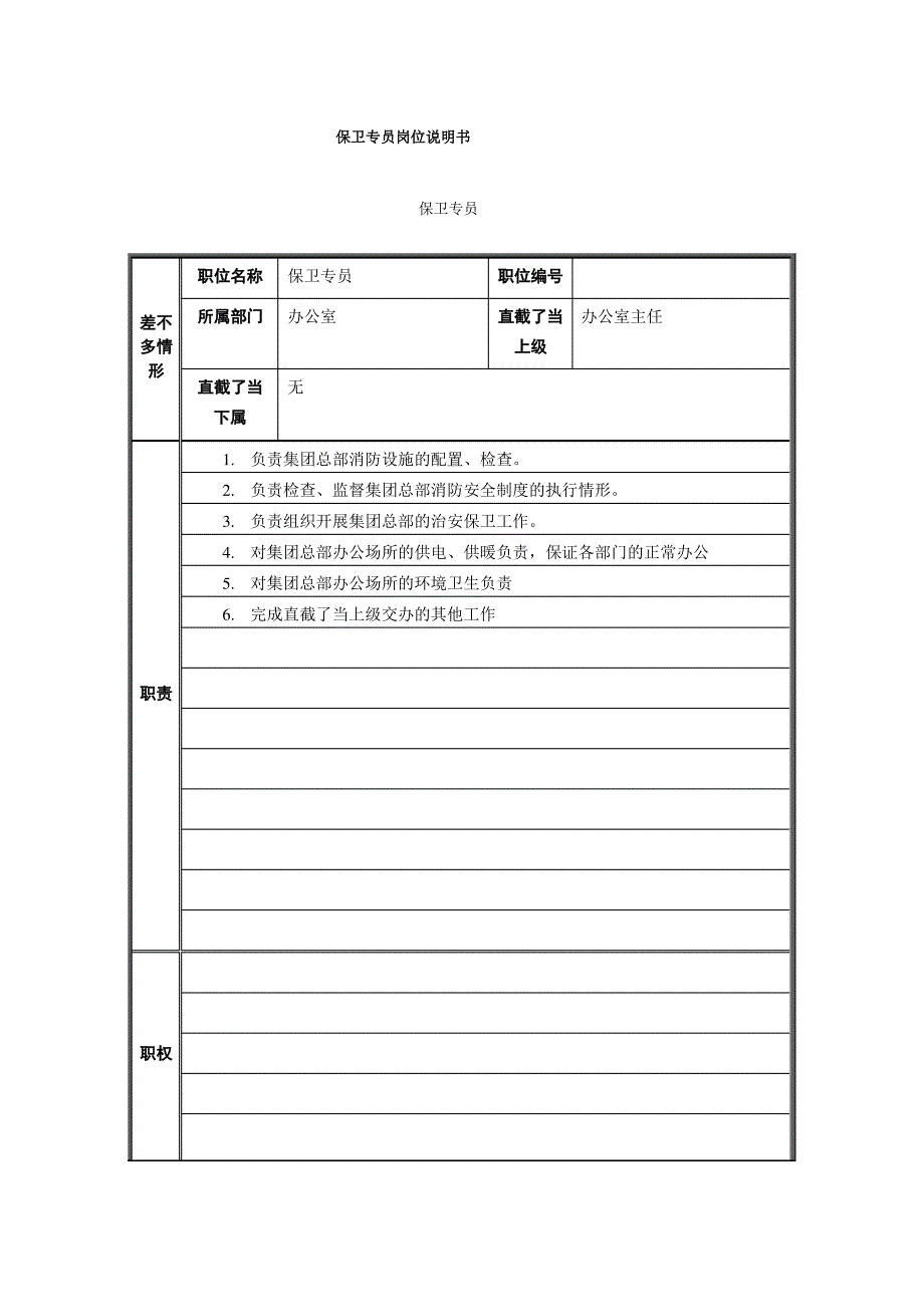 保卫专员岗位说明书_第1页