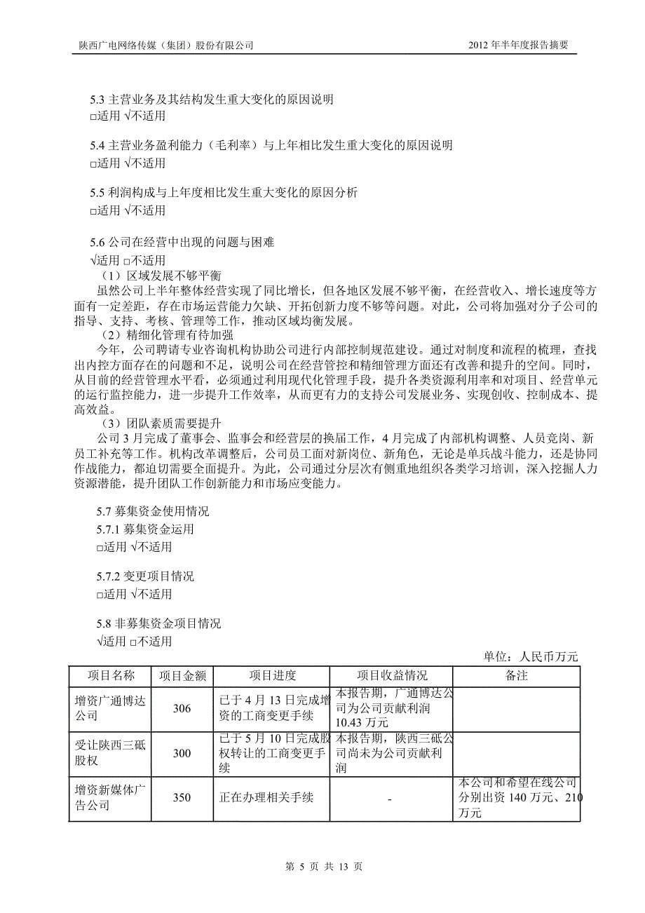 600831 广电网络半年报摘要_第5页