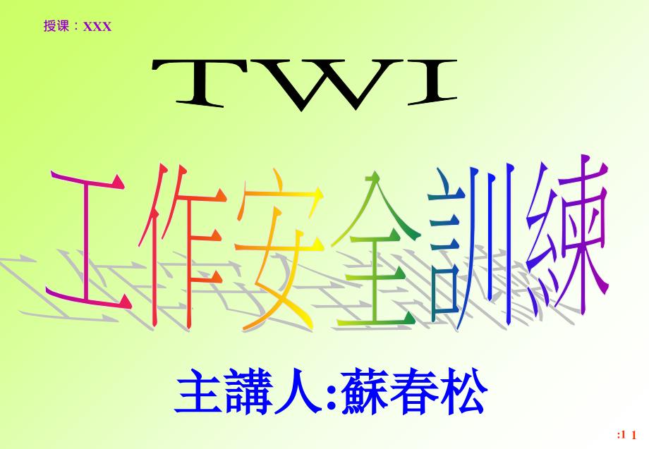 TWI工作安全训练PPT课件_第1页