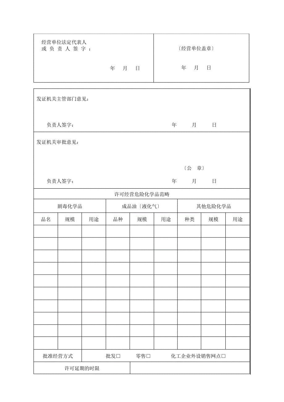 危险化学品经营许可证延期申请表_第5页