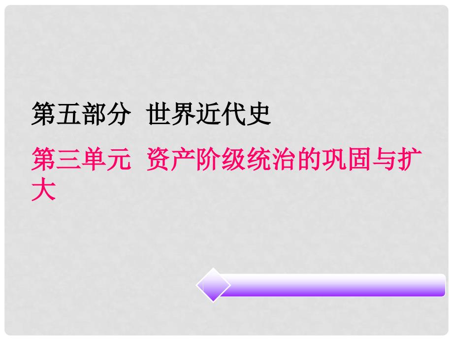 广东省中考历史必备复习 第五部分 世界近代史 第三单元 资产阶级统治的巩固与扩大课件_第1页