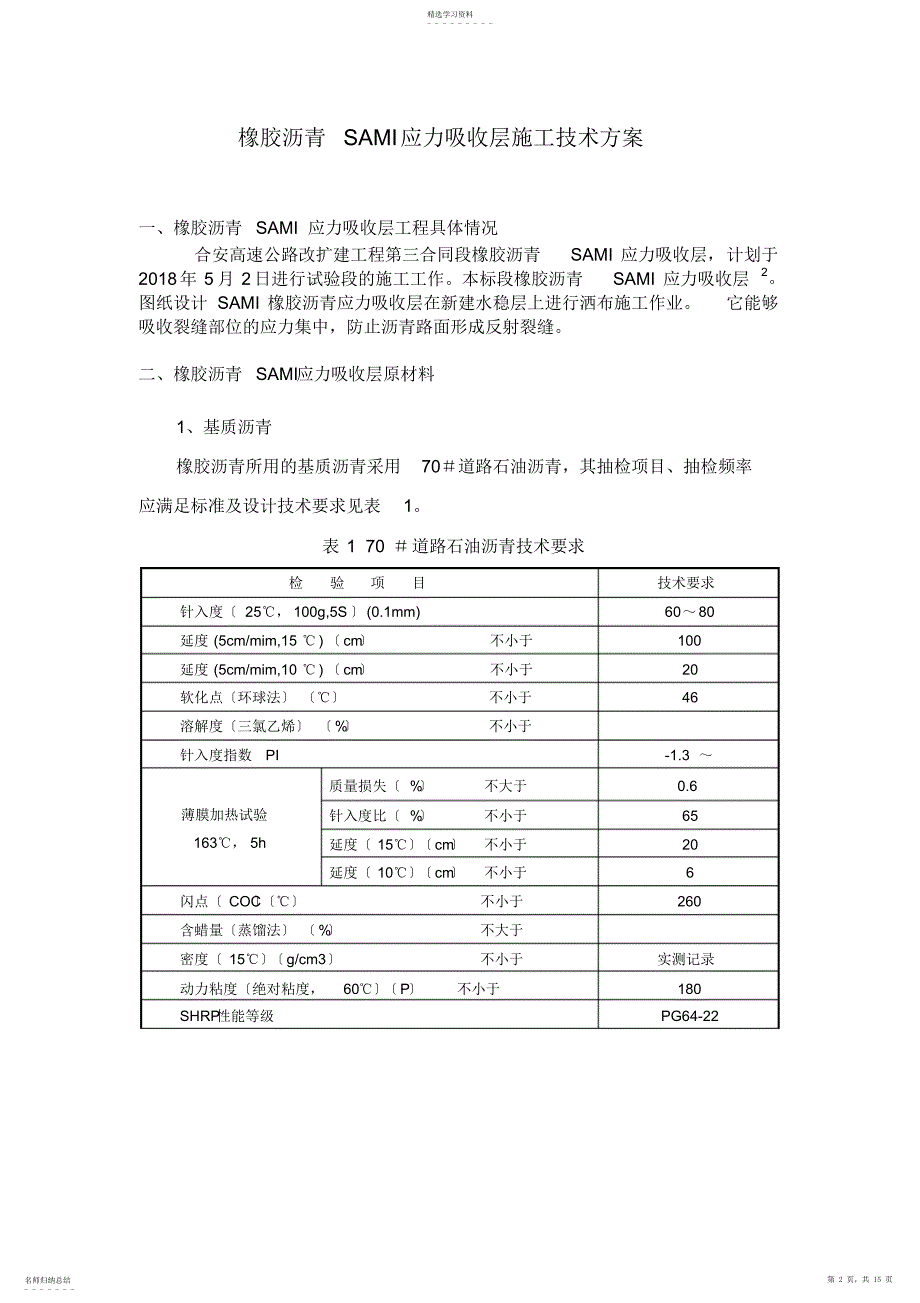 2022年橡胶沥青SAMI应力吸收层专项施工技术方案_第2页