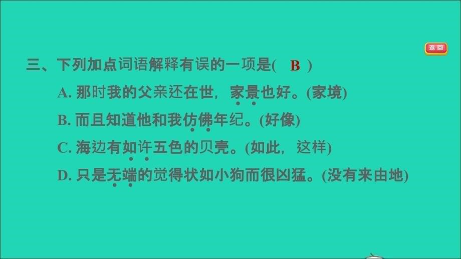 2021秋六年级语文上册第八单元第24课少年闰土习题课件2新人教版_第5页