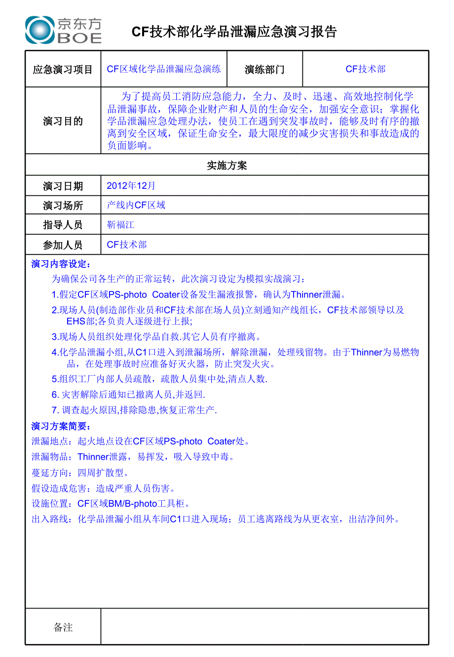 化学品漏应急演练预案_第1页