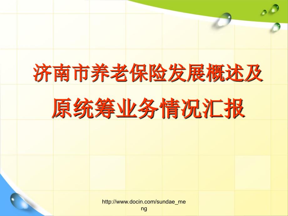 济南市养老保险发展概述及原统筹业务情况汇报_第1页