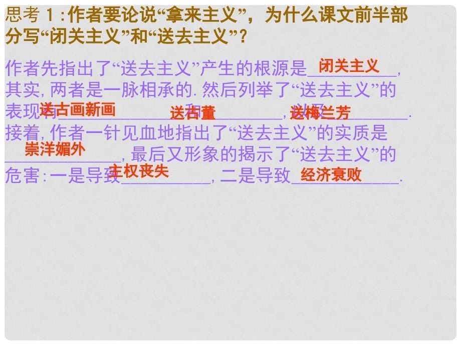 山东省冠县武训高级中学高中语文《第三专题 拿来主义》课件 苏教版必修4_第5页