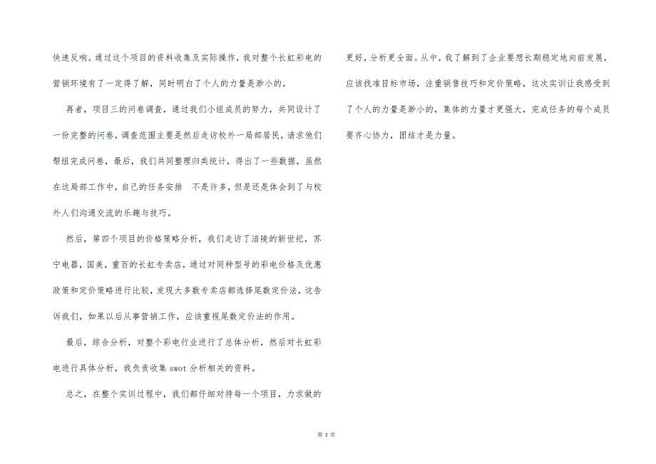 市场营销实训的优秀个人工作总结_第2页