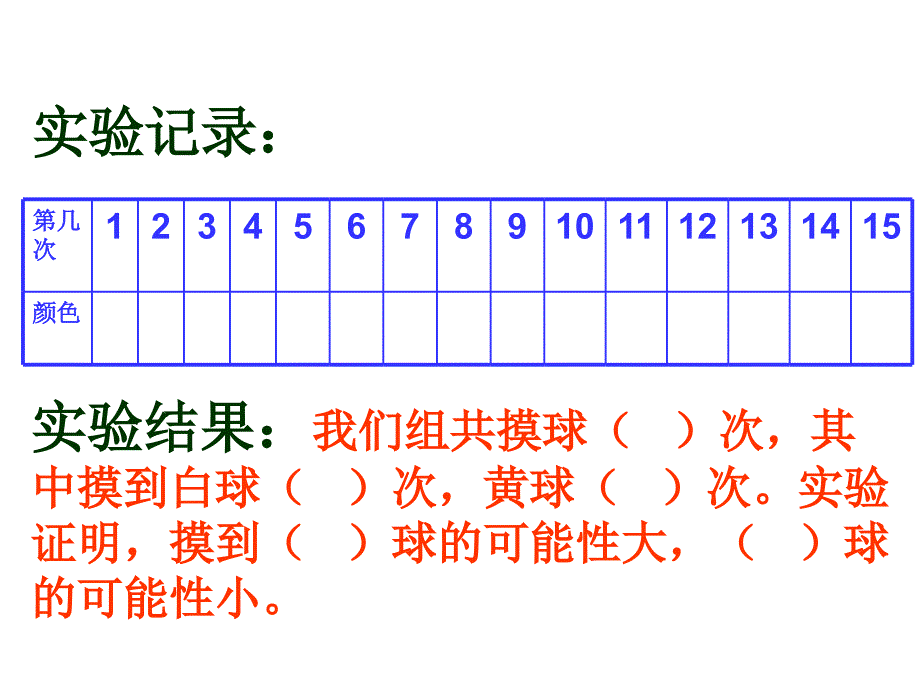 (北师大版)三年级数学课件上册第八单元摸球游戏_第4页