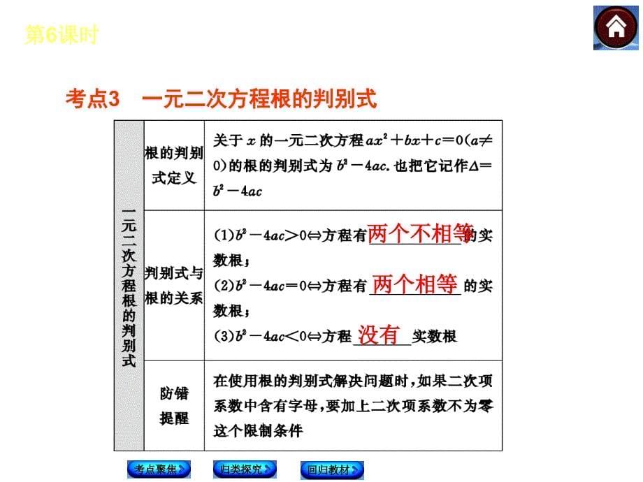 中考复习方案人教版数学中考总复习课件考点聚焦归类探究回归教材第6课时一元二次方程共31张PPT_第5页