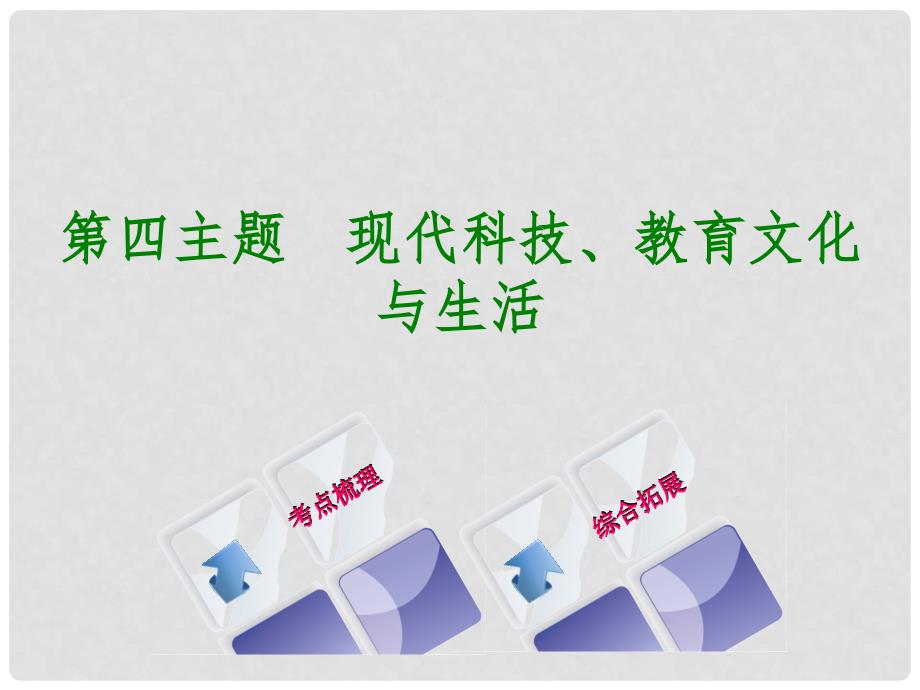 中考历史复习 教材梳理 第三部分 中国现代史 第四主题 现代科技、教育文化与生活课件_第1页