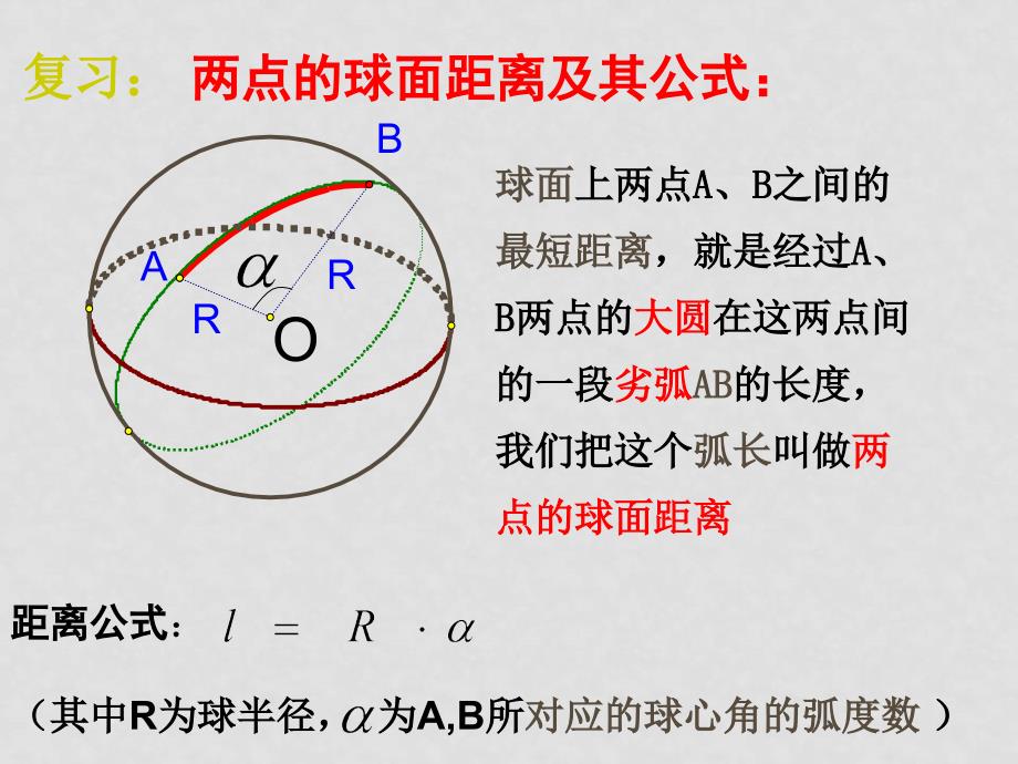 高二数学球面距离的两种类型的求解课件_第2页