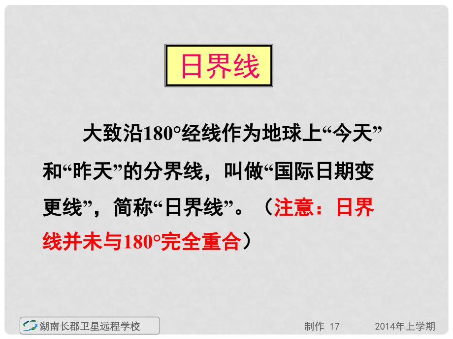 湖南省长沙市长郡卫星远程学校高二地理 时区和日界线课件1_第2页