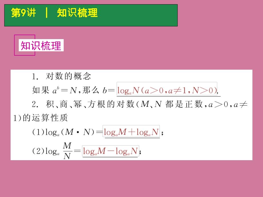 高考数学一轮单元复习第9讲对数与对数函数ppt课件_第2页