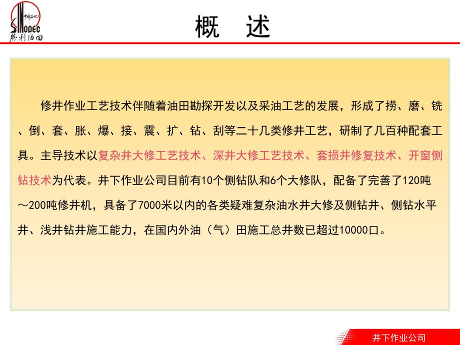 油水井大修工艺进展及下步工作方向ppt课件_第2页