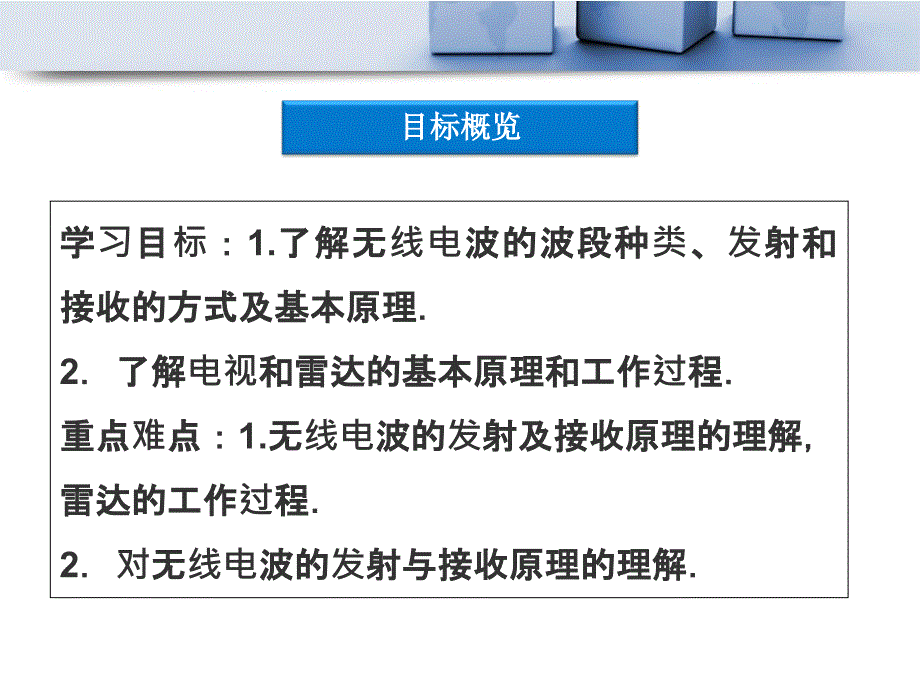 高考物理核心要点突破系列课件：第18章无线电波的发射和接收电视雷达(人教版选修34)_第3页