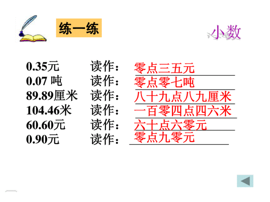 人教版三年级下册小数初步认识复习课件_第4页