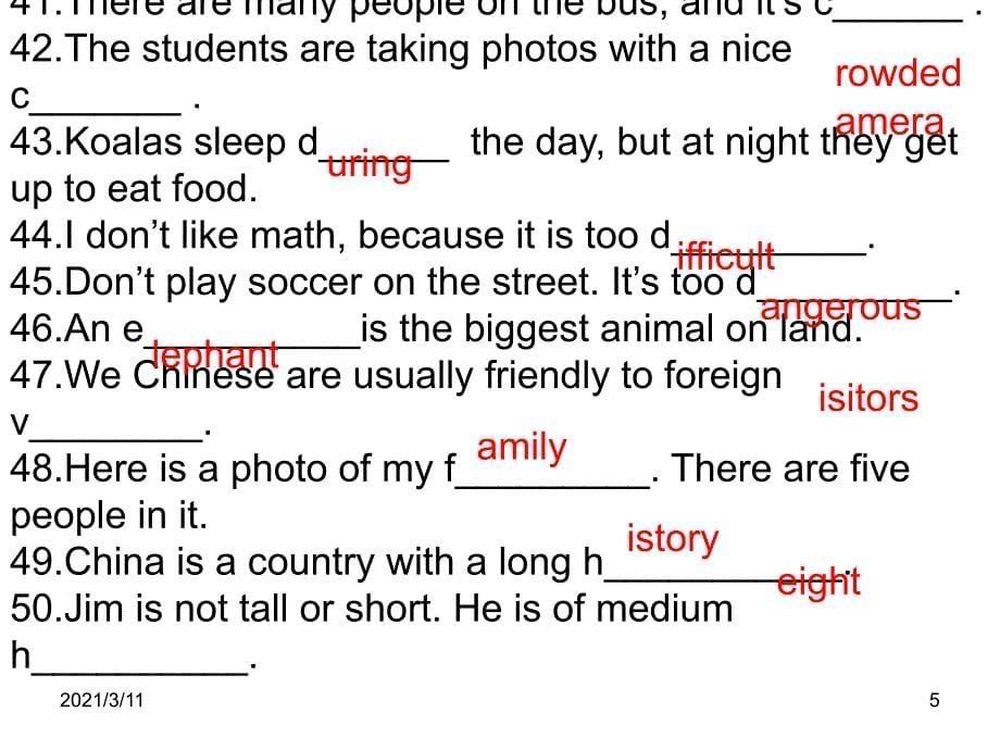 人教版七年级下册英语单词填空专练_第5页