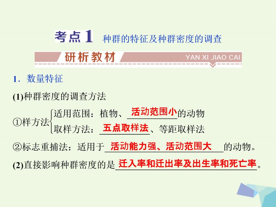 全国高考生物大一轮复习第九单元生物与环境第36讲种群的特征种群数量的变化课件_第4页