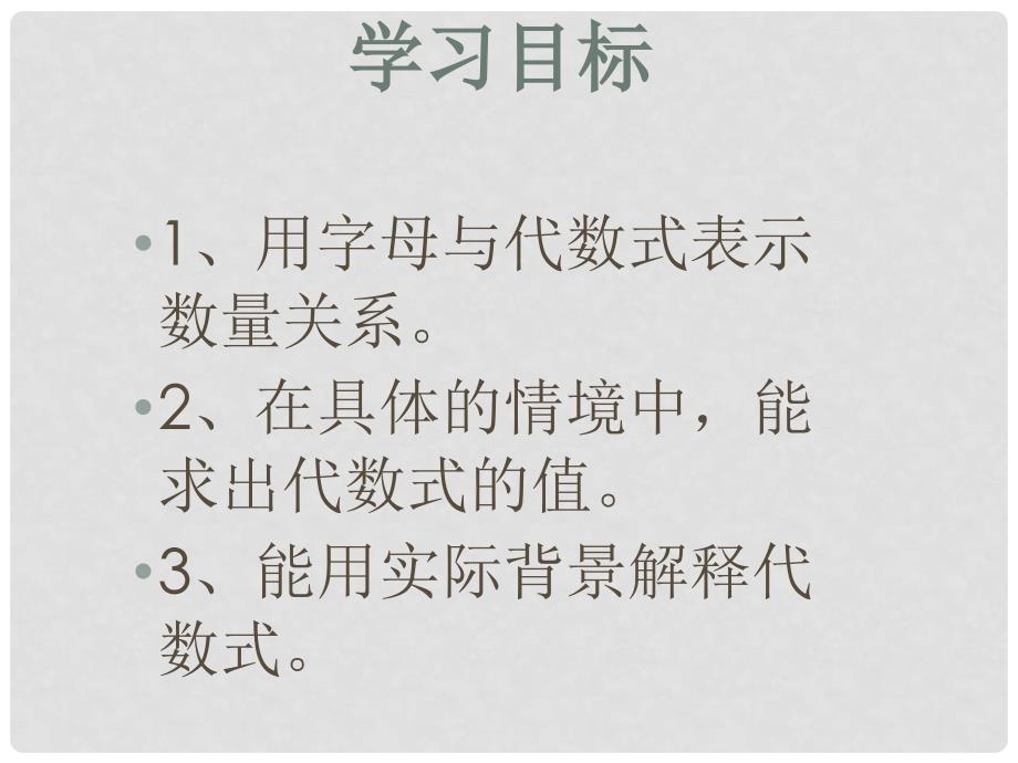 广东省中大附中三水实验学校七年级数学上册《代数式》课件 北师大版_第2页