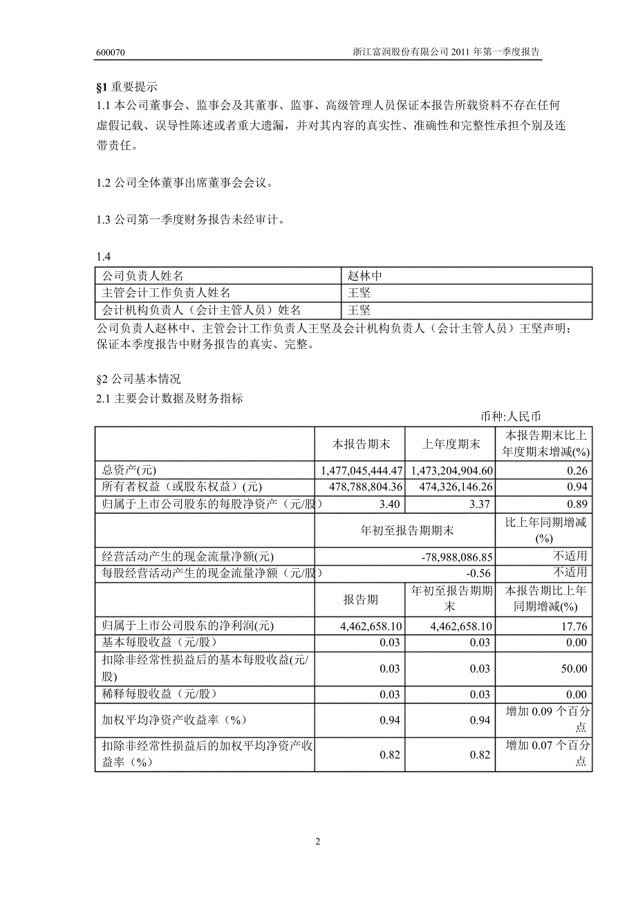 600070浙江富润第一季度季报_第3页