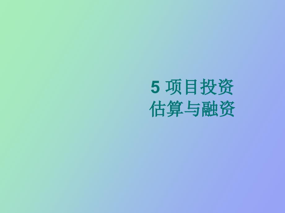 项目投资估算与融资_第1页