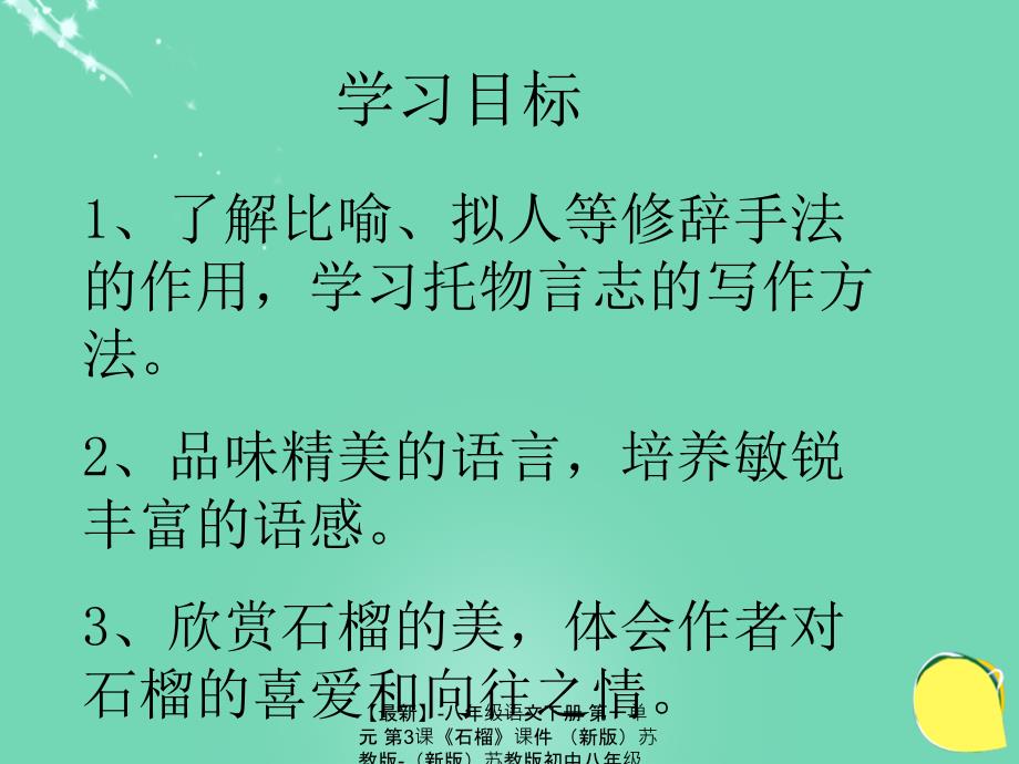 最新八年级语文下册第一单元第3课石榴课件新版苏教版新版苏教版初中八年级下册语文课件_第3页