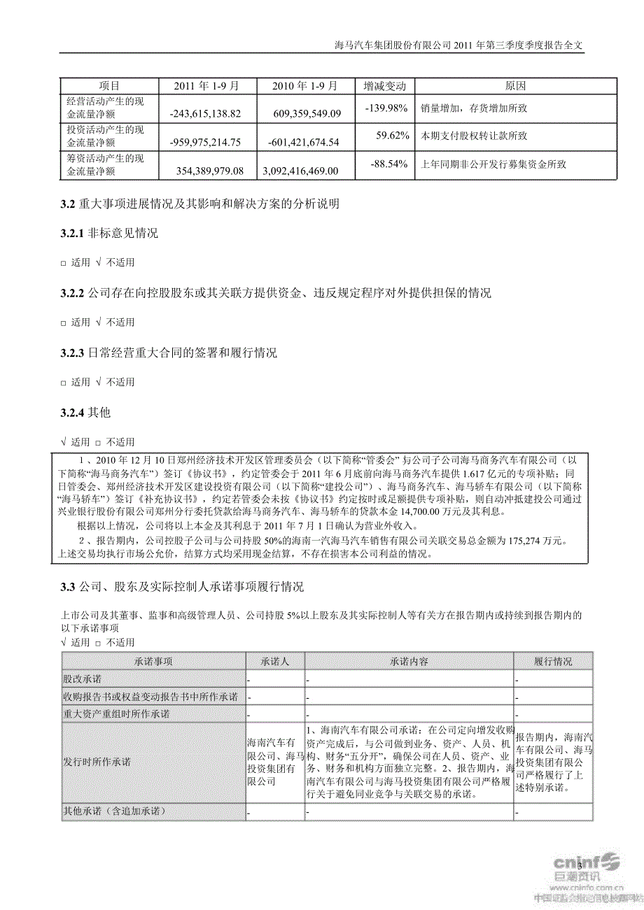 海马汽车：第三季度报告正文（更新后）_第3页