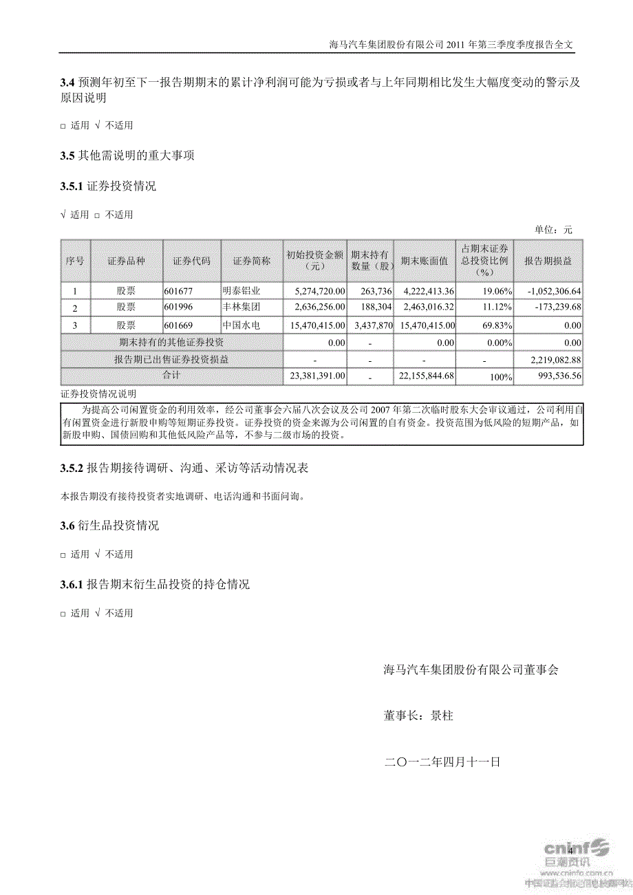 海马汽车：第三季度报告正文（更新后）_第4页