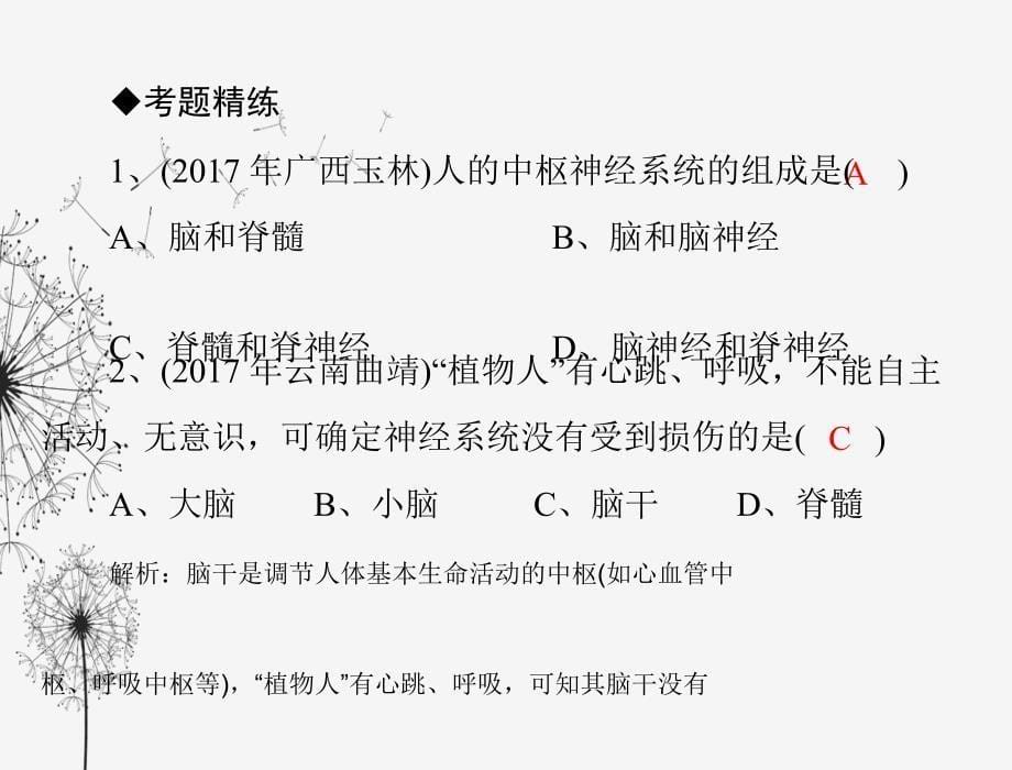 人体的生命活动调节 生物教学课件_第5页