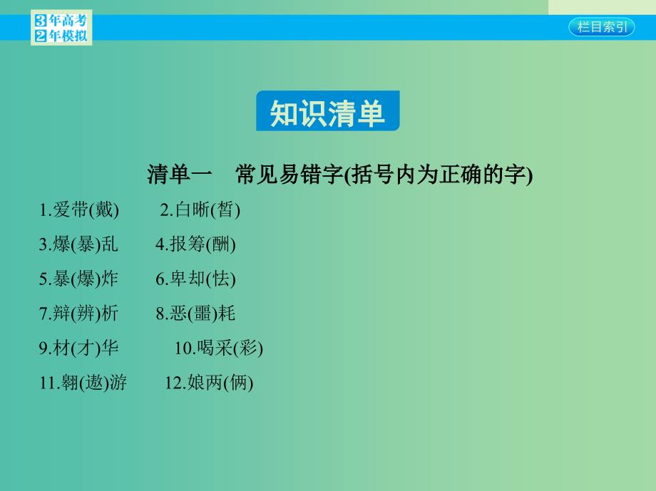 高考语文一轮复习 专题二 附录：常见易错字课件 新人教版.ppt_第2页