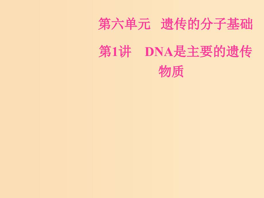 2019版高考生物总复习第六单元遗传的分子基础第1讲DNA是主要的遗传物质课件.ppt_第1页